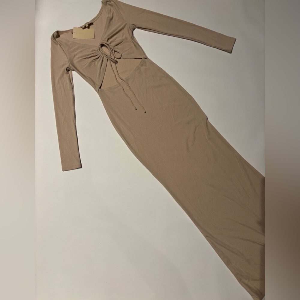 Meshki “Maddie” Beige Midi Dress